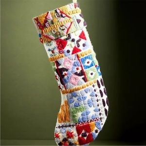 Anthropologie Folk Felt Wool Christmas Stocking